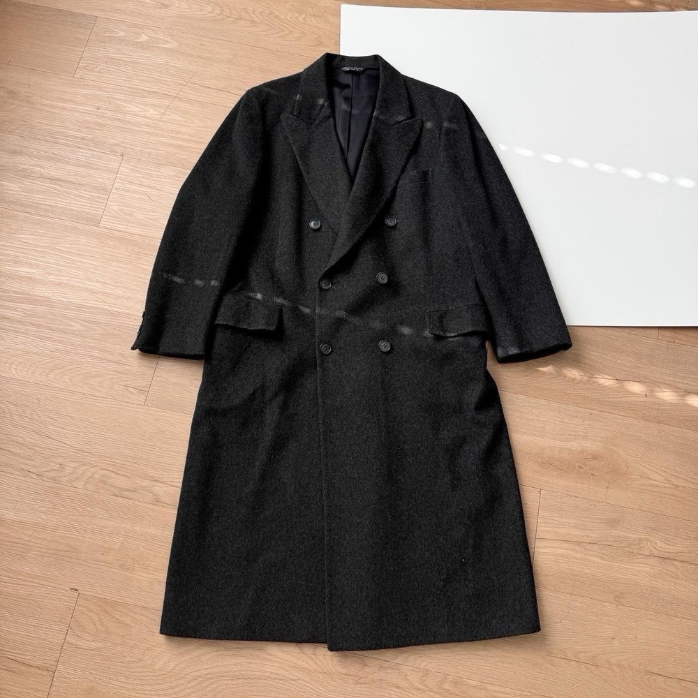 Vintage Cashmere Overcoat Large Blazer Trench Grey Tailored Preppy Minimalist - Picture 1 of 7